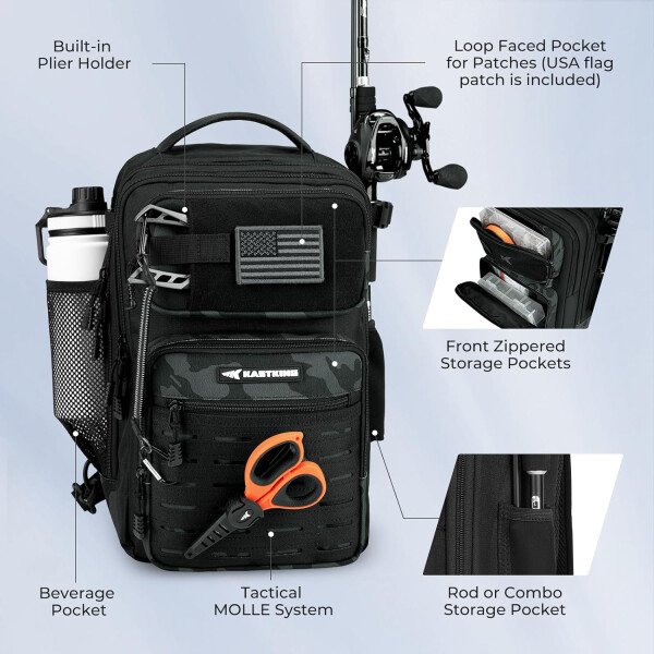 KastKing BlowBak - Bolsa táctica para aparejos de pesca, mochila de pesca ligera, almacenamiento para equipo y equipo, regalo para hombres - Imagen 52
