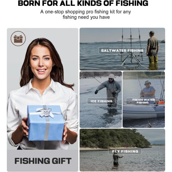 Equipo de pesca profesional y herramientas de herramientas Kit de accesorios con alicates de pesca, cuchillo de filete, tijeras, pinza de labios de pescado, regla de pescado, regalos de pesca - Imagen 2