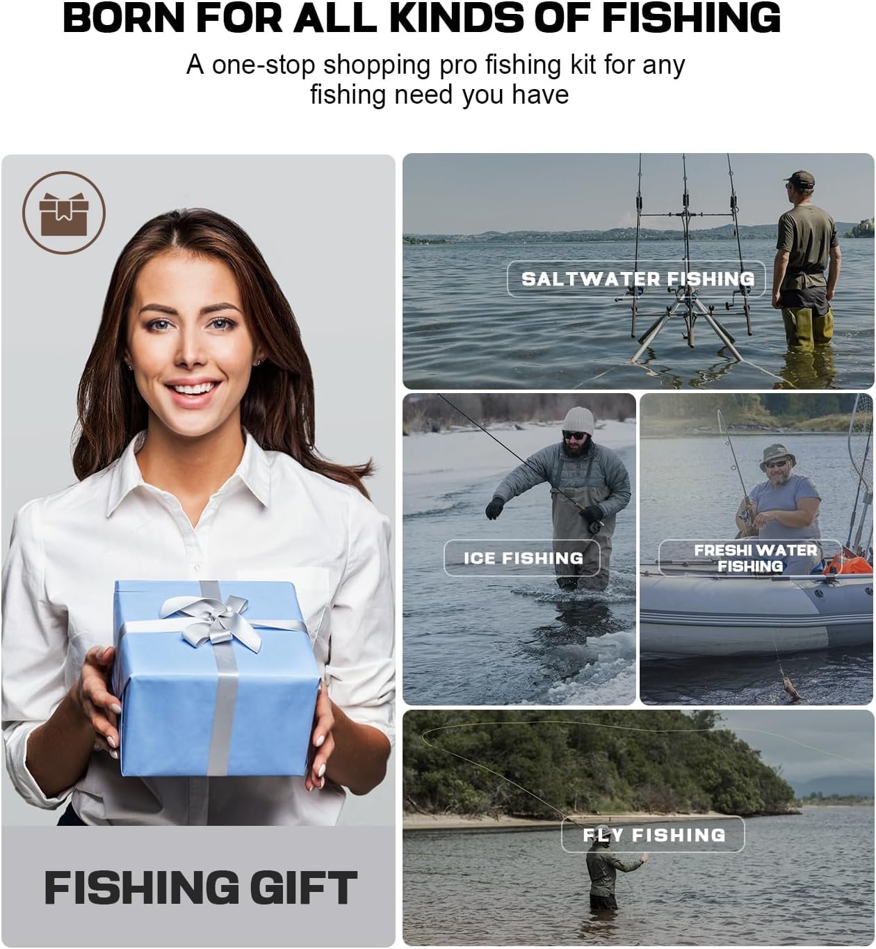 Equipo de pesca profesional y herramientas de herramientas Kit de accesorios con alicates de pesca, cuchillo de filete, tijeras, pinza de labios de pescado, regla de pescado, regalos de pesca - Imagen 2