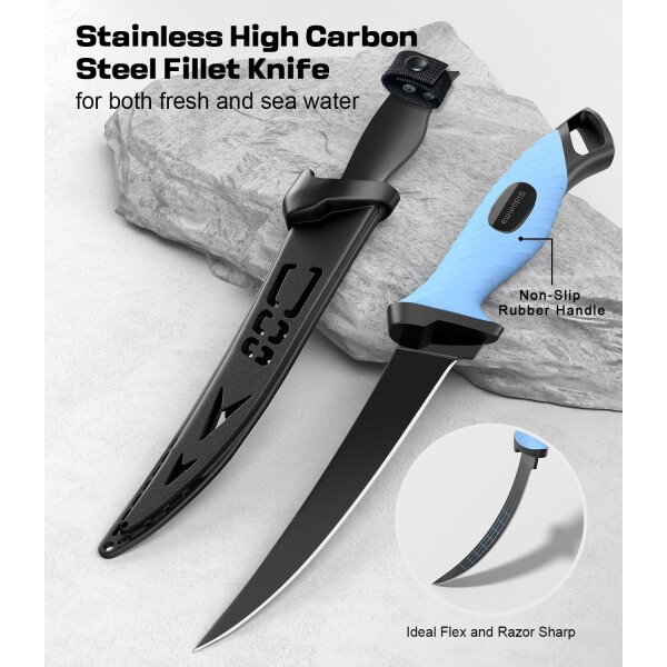 Equipo de pesca profesional y herramientas de herramientas Kit de accesorios con alicates de pesca, cuchillo de filete, tijeras, pinza de labios de pescado, regla de pescado, regalos de pesca - Imagen 4