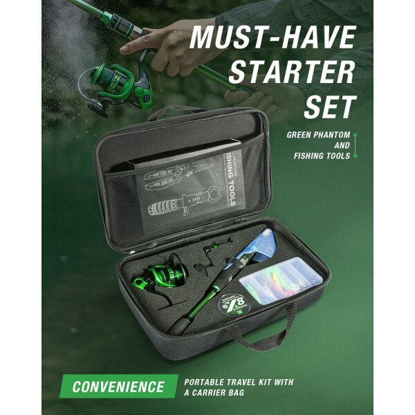 Ghosthorn Combo de caña de pescar y carrete de grafito telescópico Kit de viaje portátil con bolsa de transporte para agua dulce y salada - Imagen 2