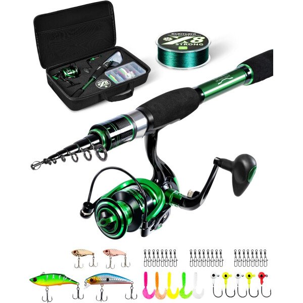 Ghosthorn Combo de caña de pescar y carrete de grafito telescópico Kit de viaje portátil con bolsa de transporte para agua dulce y salada - Imagen 21