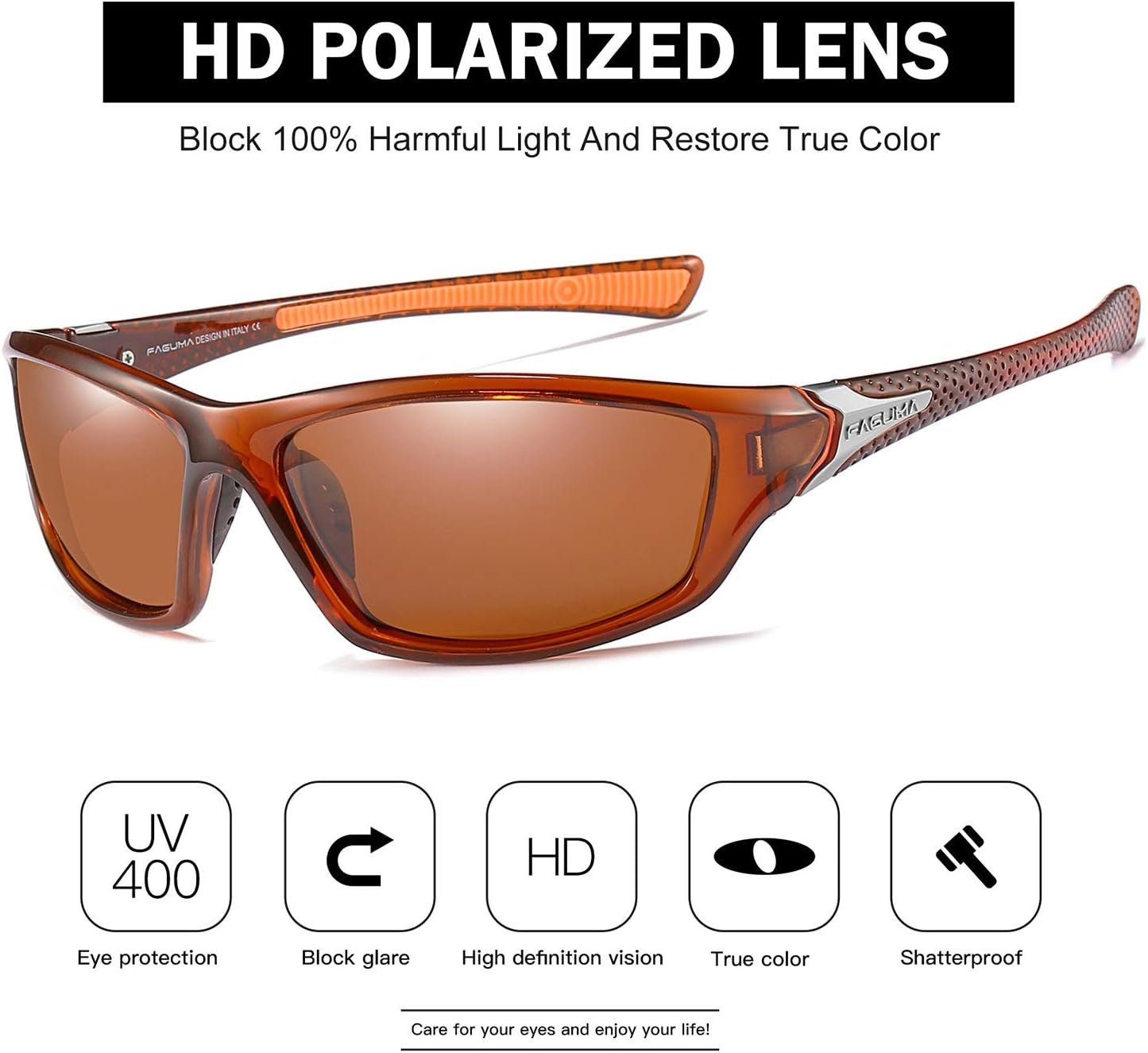 Gafas de sol polarizadas para hombre, ciclismo, conducir, pesca, 100% protección UV - Imagen 9