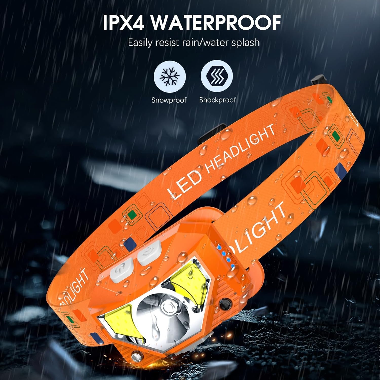 LHKNL Linterna de faro delantero, 1200 lúmenes, linterna LED brillante recargable con luz blanca y roja, paquete de 2 lámparas de cabeza impermeables con sensor de movimiento, 8 modos para acampar al - Imagen 26