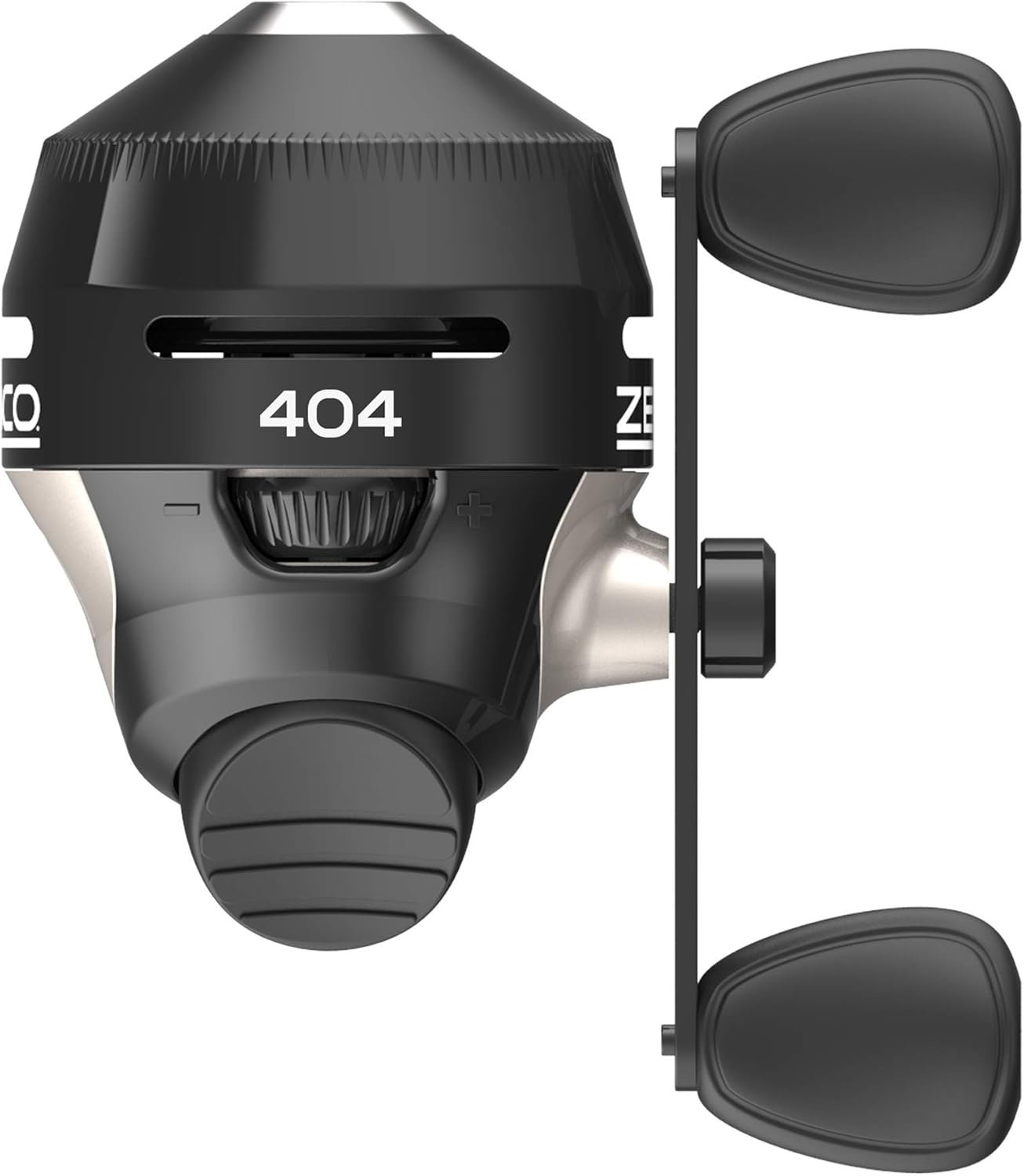 Zebco 404 Spincast - Carrete de pesca, carrete tamaño 40, recuperación a la derecha, alerta de mordida integrada, engranajes totalmente metálicos duraderos, pasador de recogida de acero inoxidable, predistribuido con línea de pesca Zebco de 15 libras, color negro