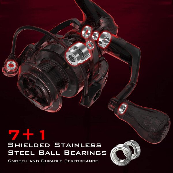 KastKing Royale Legend Fishing Reel - 5.2:1/6.2:1 Gear Ratio Spinning Reel, Up to 22 Lbs of Carbon Drag, 5+1/7+1 Stainless Steel Ball Bearings, Graphite Frame, Asymmetric Spinning Reel Rotor Design - Imagen 3