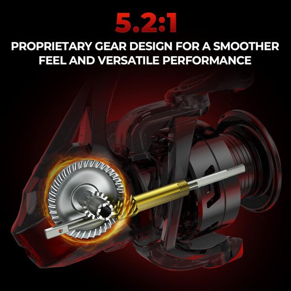 KastKing Royale Legend Fishing Reel - 5.2:1/6.2:1 Gear Ratio Spinning Reel, Up to 22 Lbs of Carbon Drag, 5+1/7+1 Stainless Steel Ball Bearings, Graphite Frame, Asymmetric Spinning Reel Rotor Design - Imagen 15