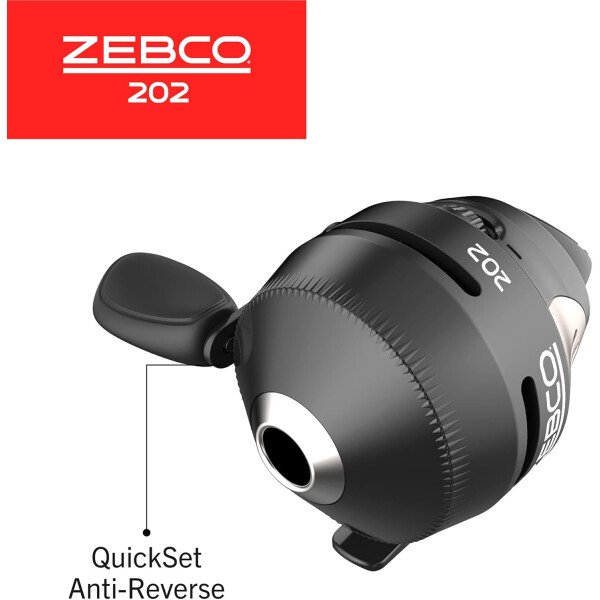 Zebco Carrete de pesca Spincast 202, recuperación a mano derecha, engranajes totalmente metálicos duraderos, pasador de recogida de acero inoxidable, predistribuido con línea de pesca Zebco de 10 - Imagen 4