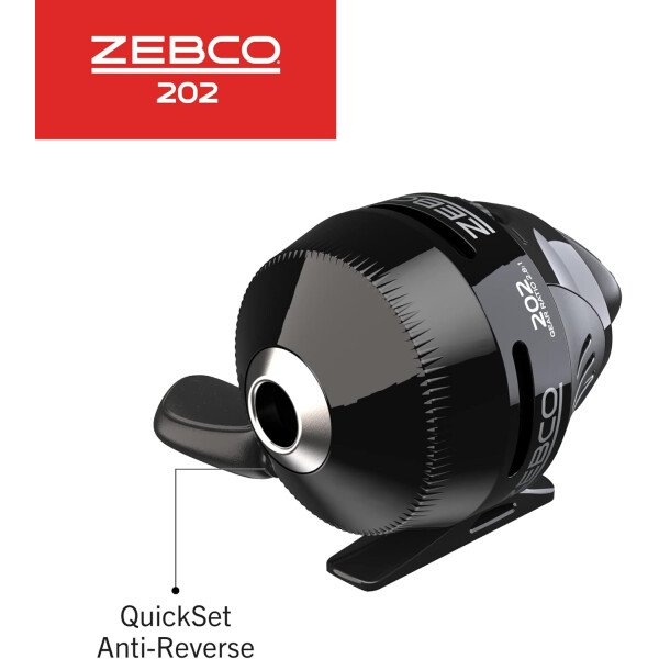 Zebco Carrete de pesca Spincast 202, recuperación a mano derecha, engranajes totalmente metálicos duraderos, pasador de recogida de acero inoxidable, predistribuido con línea de pesca Zebco de 10 - Imagen 11