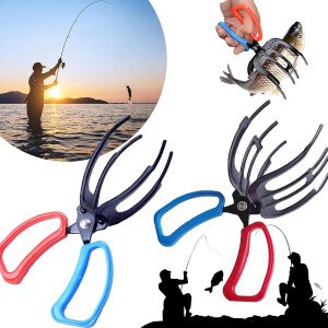 Paquete de 2 pinzas de pesca de 2/3 garras mejoradas, alicates de pesca de metal, pinza de control de peces, pinzas de pesca de tres dientes, pinzas de control, accesorios de pesca para la mayoría de