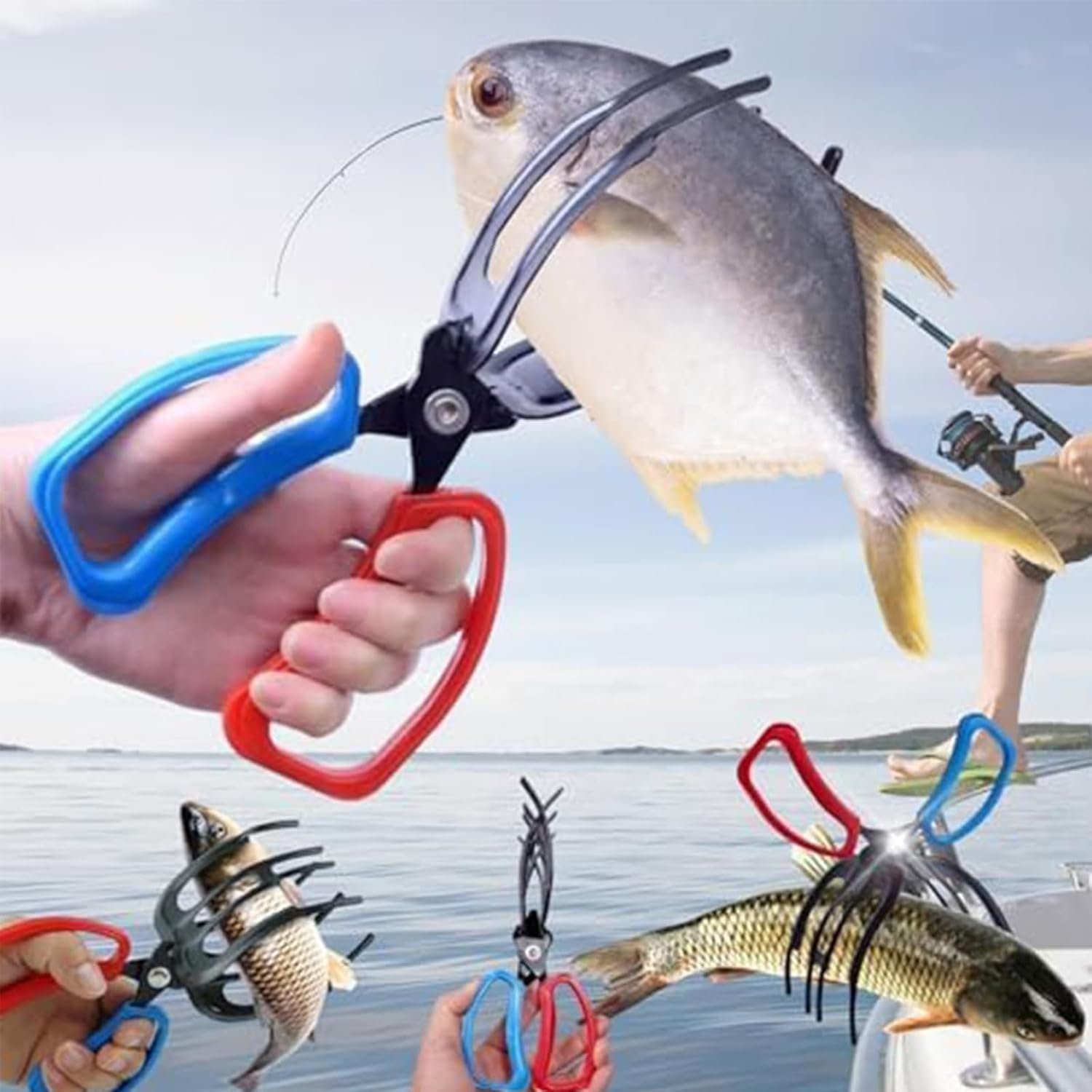 Paquete de 2 pinzas de pesca de 2/3 garras mejoradas, alicates de pesca de metal, pinza de control de peces, pinzas de pesca de tres dientes, pinzas de control, accesorios de pesca para la mayoría de - Imagen 2