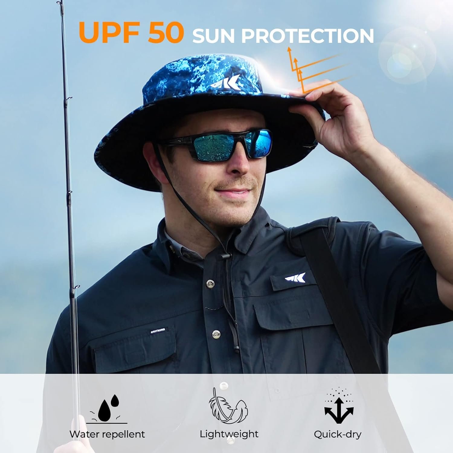 KastKing Sol Armis UPF 50 Boonie - Sombrero de protección solar, pesca, playa y senderismo, remo, remo, kayak - Imagen 13