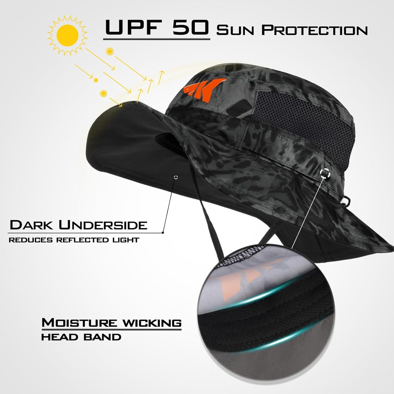 KastKing Sol Armis UPF 50 Boonie - Sombrero de protección solar, pesca, playa y senderismo, remo, remo, kayak - Imagen 20