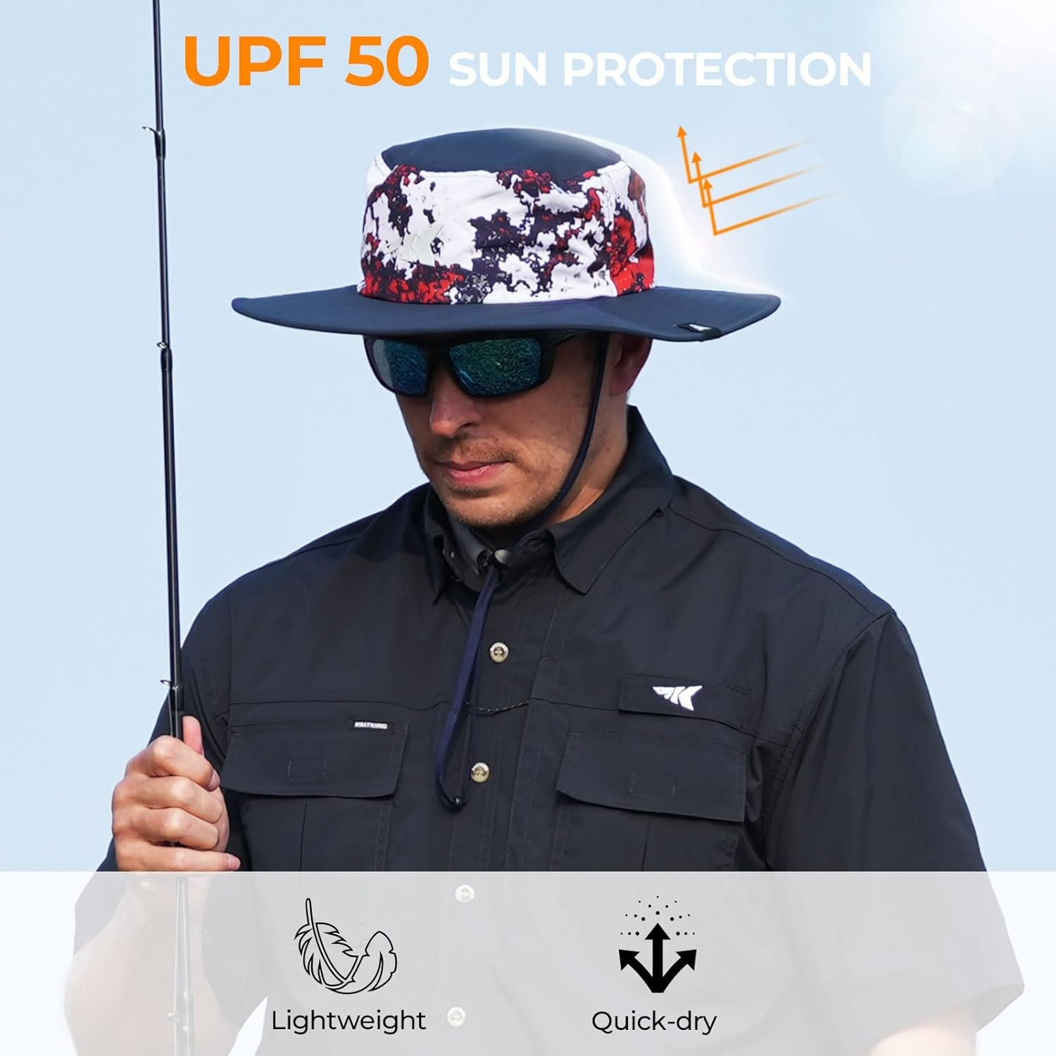 KastKing Sol Armis UPF 50 Boonie - Sombrero de protección solar, pesca, playa y senderismo, remo, remo, kayak - Imagen 46