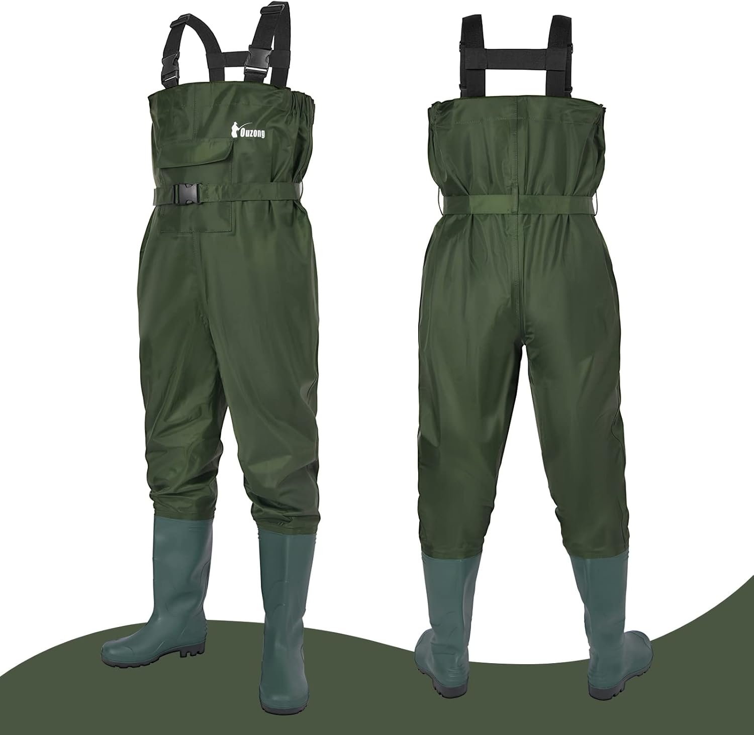 wader con botas impermeable para pesca y caza de nailon 2-Ply/PVC 9-13 - Imagen 2
