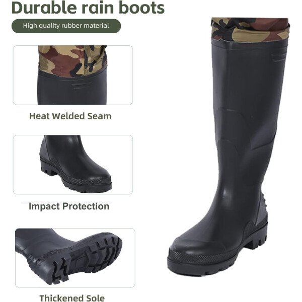 wader con botas impermeable para pesca y caza de nailon 2-Ply/PVC 9-13 - Imagen 9