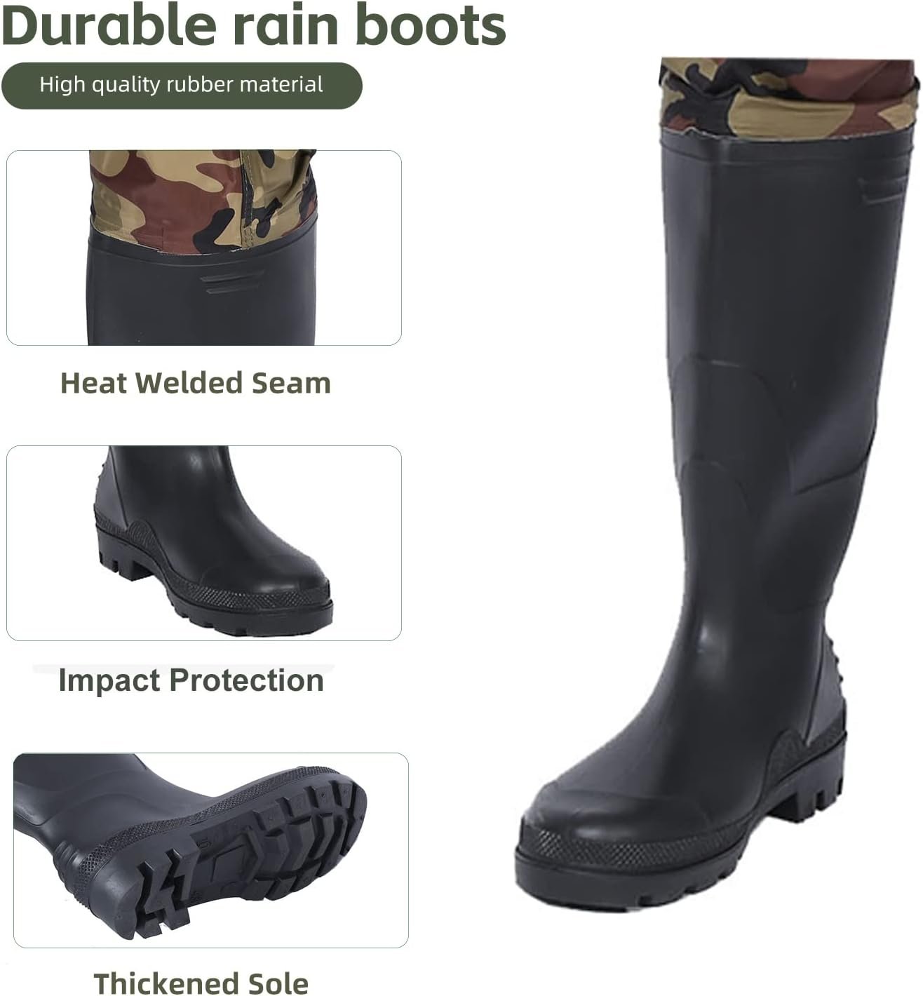 wader con botas impermeable para pesca y caza de nailon 2-Ply/PVC 9-13 - Imagen 9