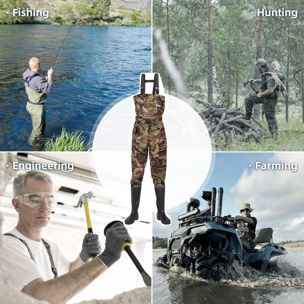 wader con botas impermeable para pesca y caza de nailon 2-Ply/PVC 9-13 - Imagen 10