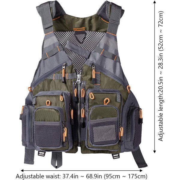 BASSDASH Chaleco de pesca ajustable para hombres y mujeres, para pesca con mosca y actividades al aire libre - Imagen 2