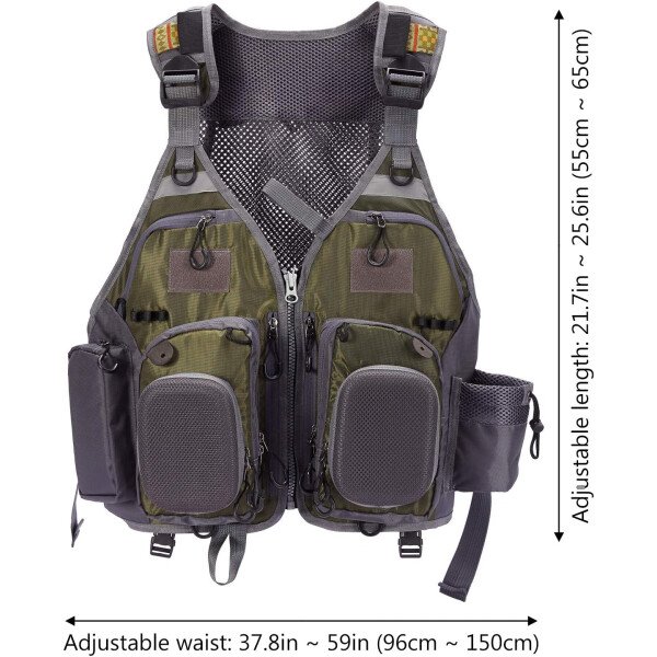 BASSDASH Chaleco de pesca ajustable para hombres y mujeres, para pesca con mosca y actividades al aire libre - Imagen 9