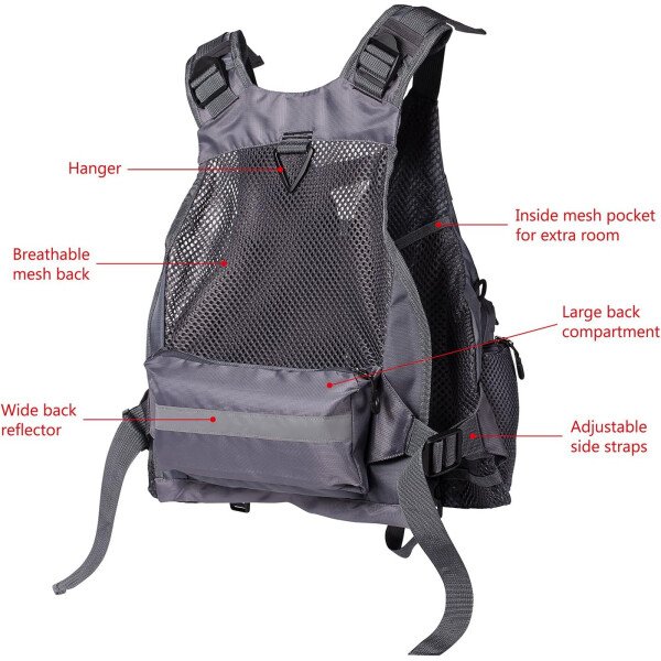 BASSDASH Chaleco de pesca ajustable para hombres y mujeres, para pesca con mosca y actividades al aire libre - Imagen 17