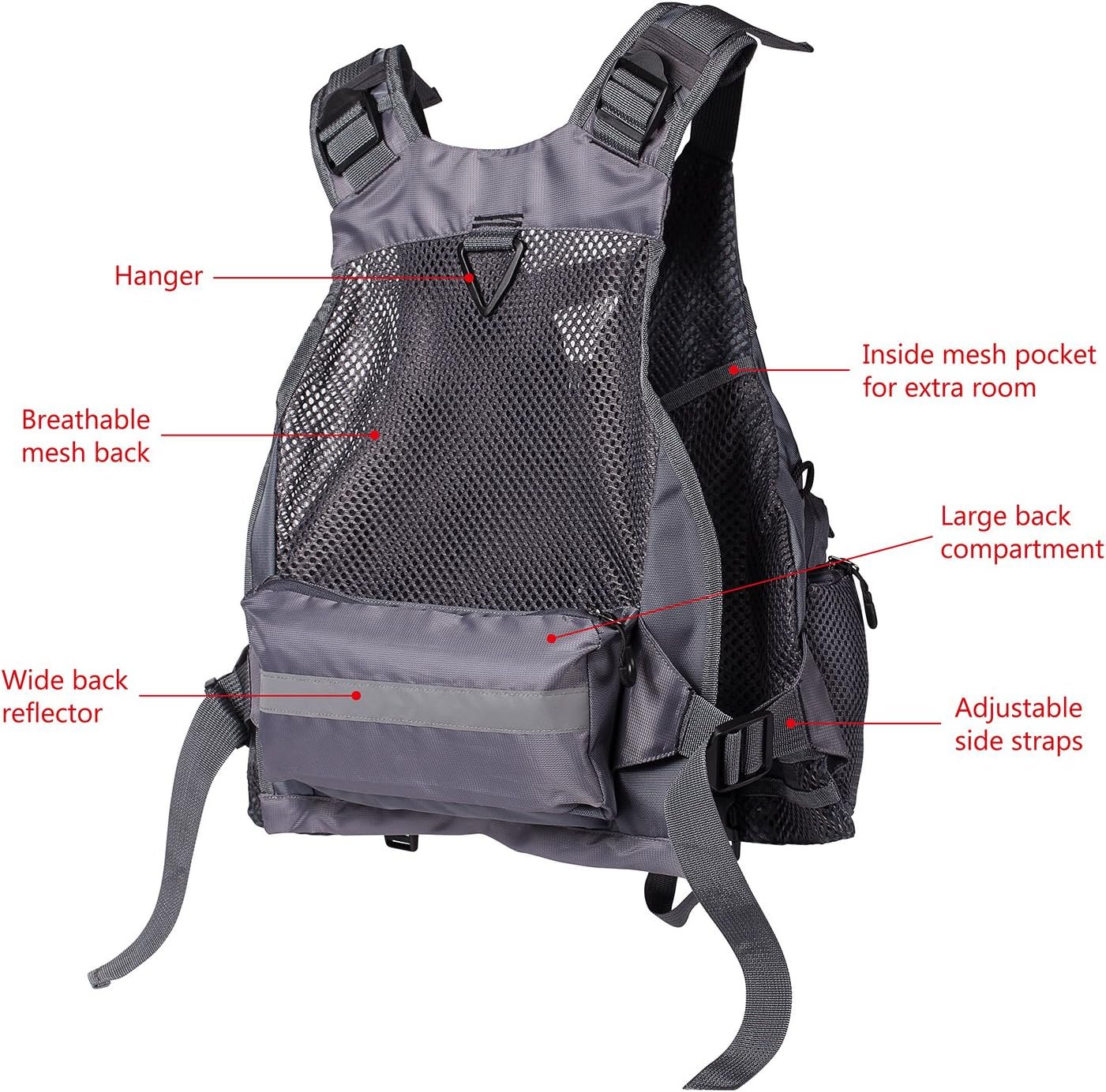 BASSDASH Chaleco de pesca ajustable para hombres y mujeres, para pesca con mosca y actividades al aire libre - Imagen 17