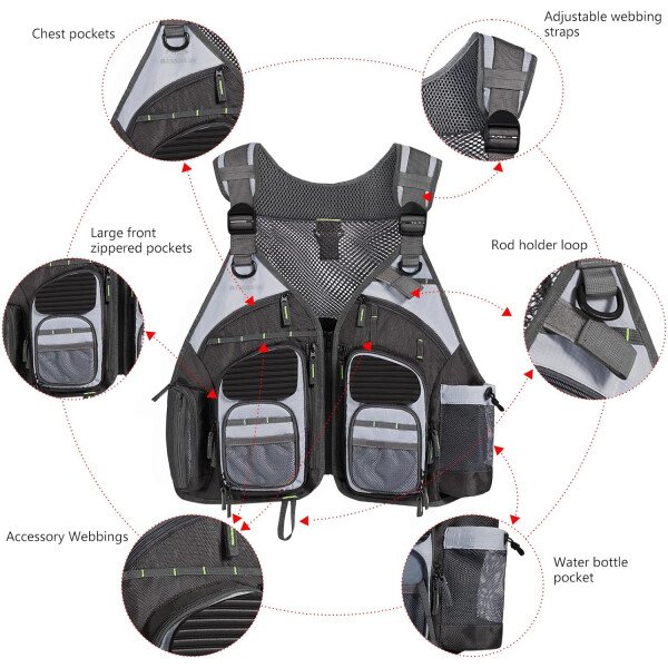 BASSDASH Chaleco de pesca ajustable para hombres y mujeres, para pesca con mosca y actividades al aire libre - Imagen 29