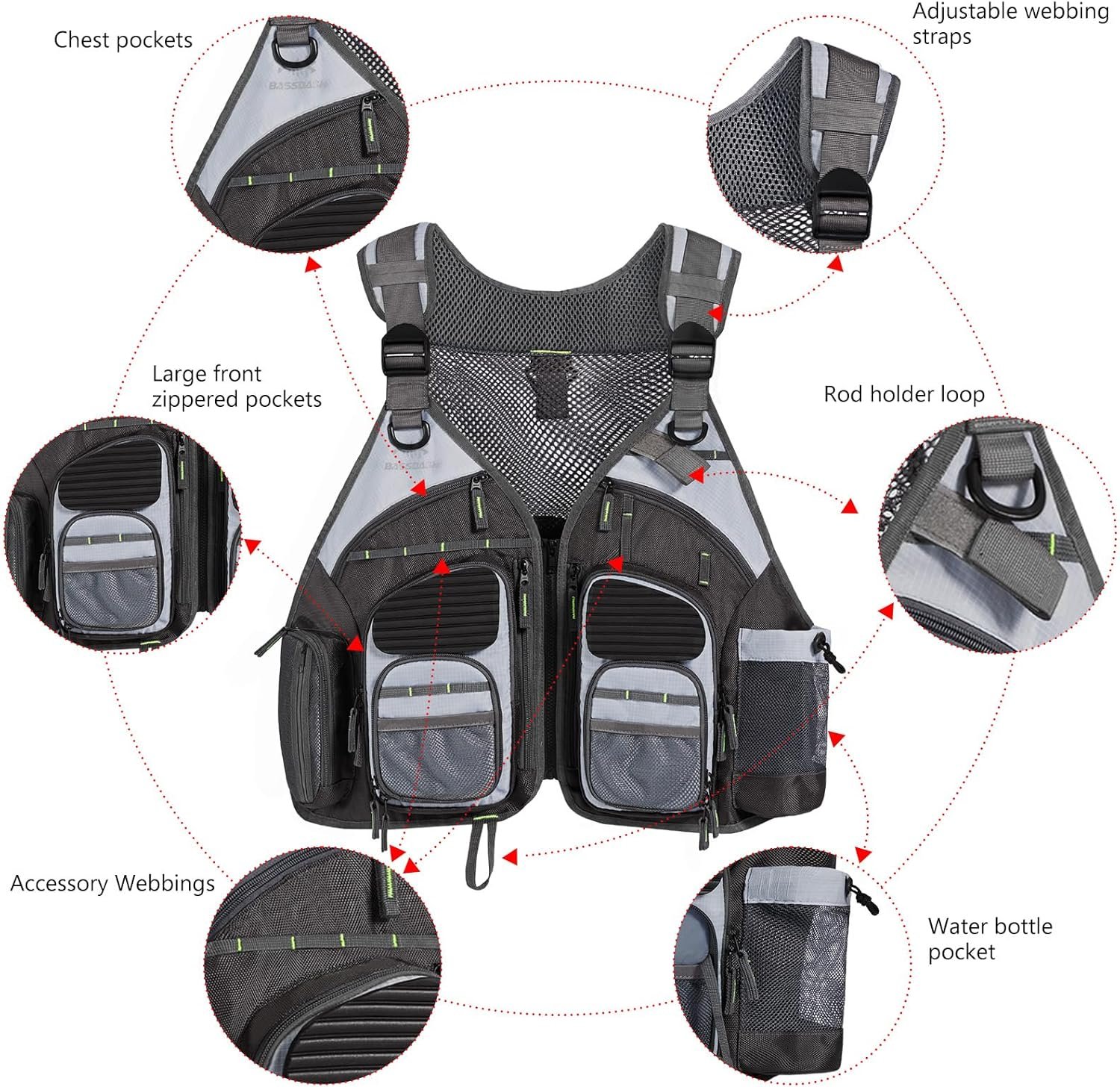 BASSDASH Chaleco de pesca ajustable para hombres y mujeres, para pesca con mosca y actividades al aire libre - Imagen 29