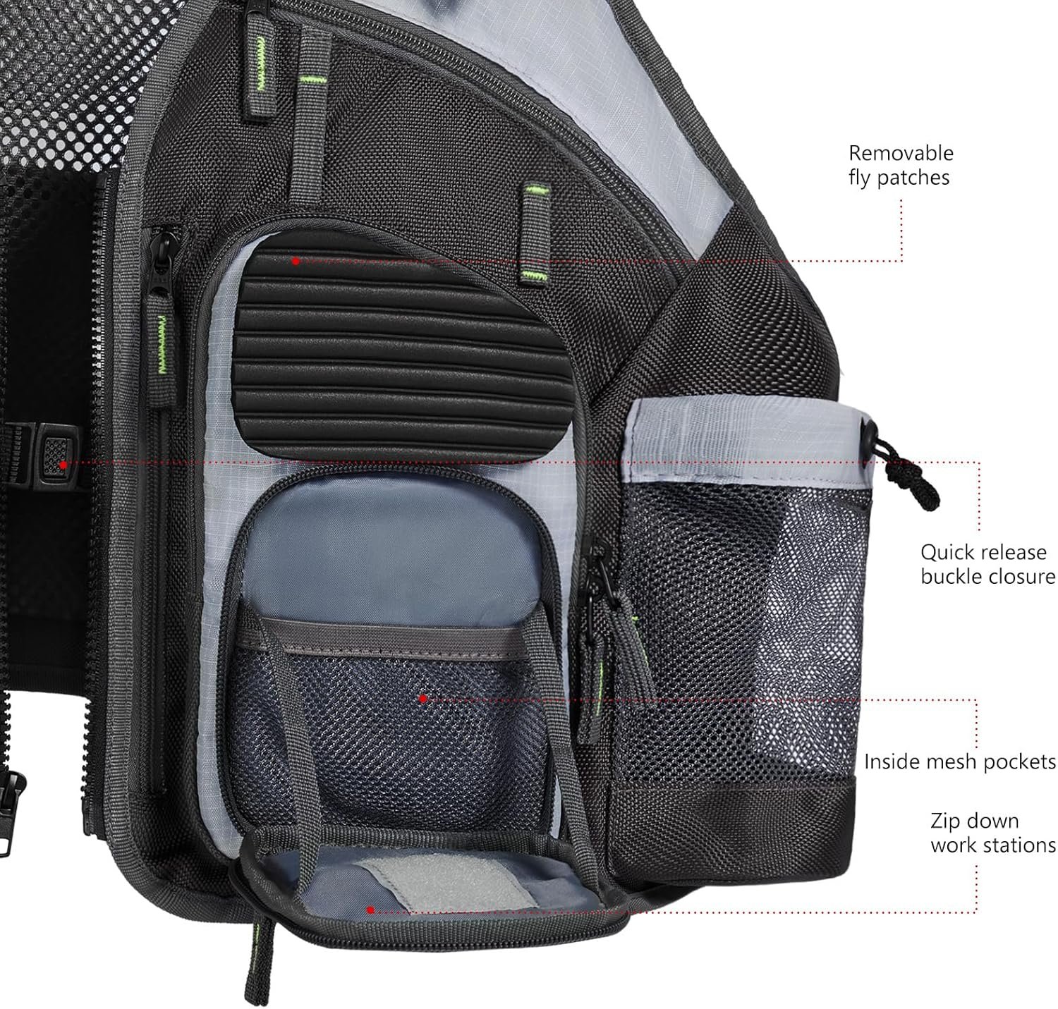 BASSDASH Chaleco de pesca ajustable para hombres y mujeres, para pesca con mosca y actividades al aire libre - Imagen 31