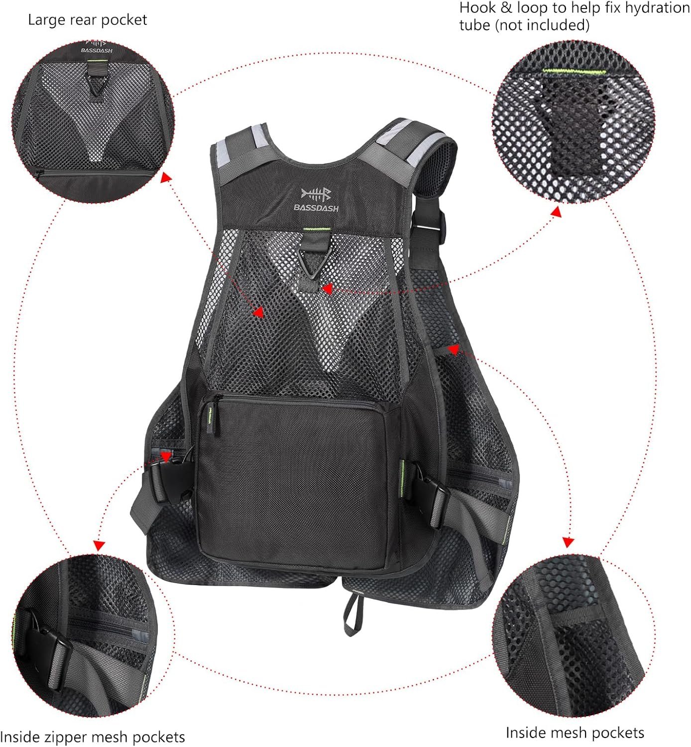 BASSDASH Chaleco de pesca ajustable para hombres y mujeres, para pesca con mosca y actividades al aire libre - Imagen 33