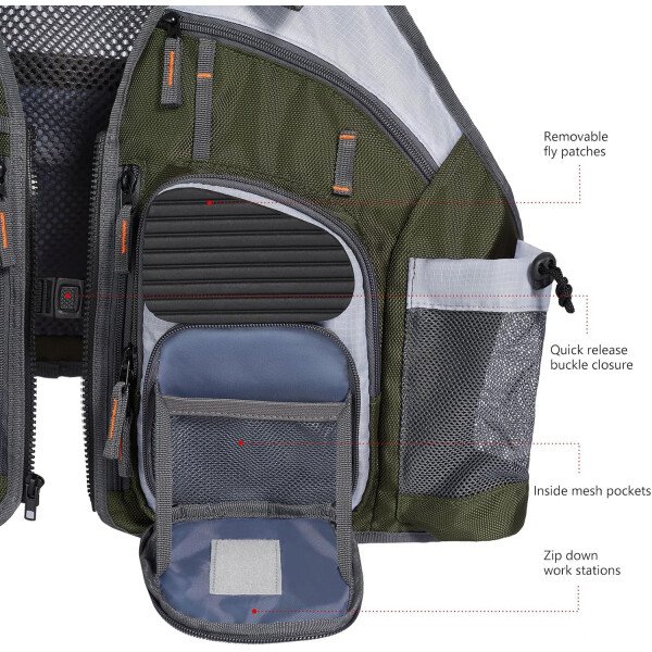 BASSDASH Chaleco de pesca ajustable para hombres y mujeres, para pesca con mosca y actividades al aire libre - Imagen 37