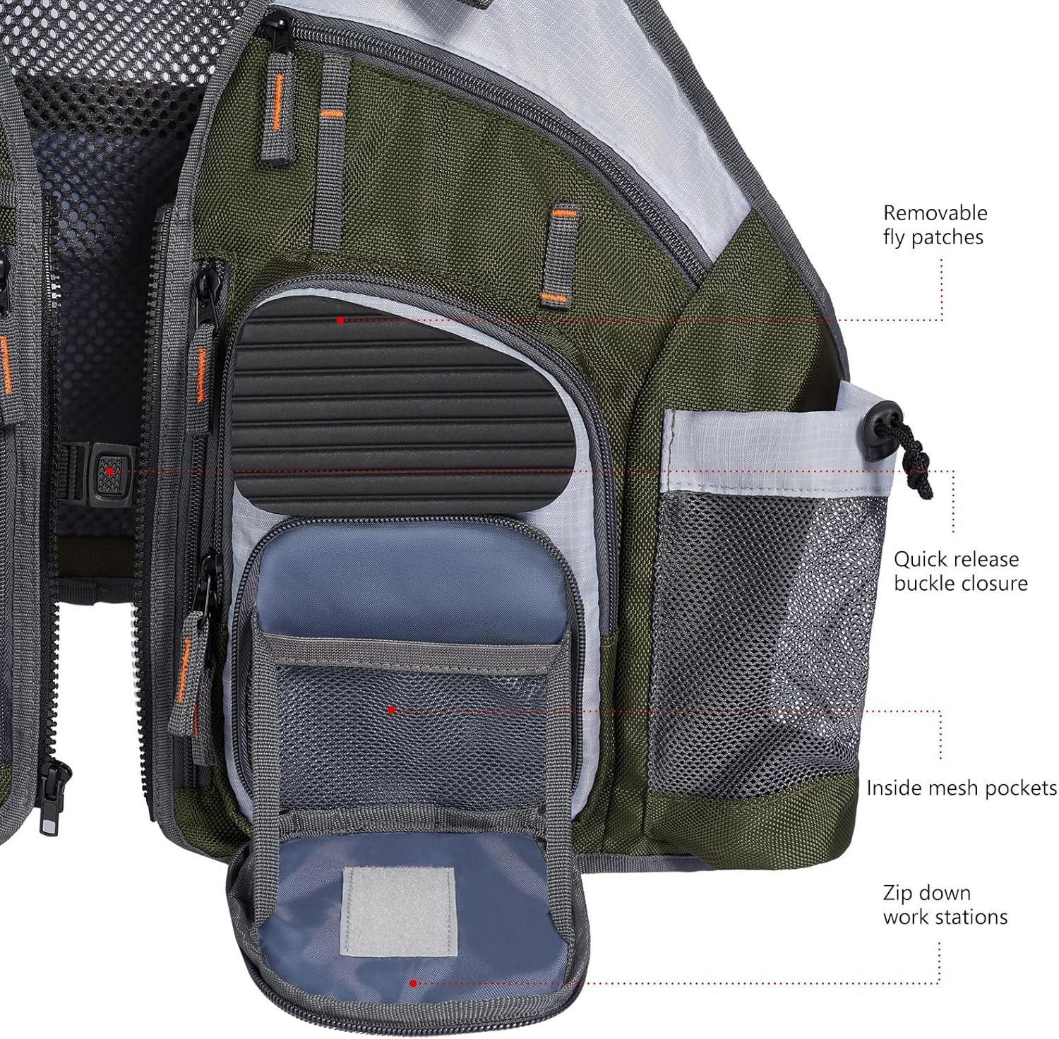 BASSDASH Chaleco de pesca ajustable para hombres y mujeres, para pesca con mosca y actividades al aire libre - Imagen 37