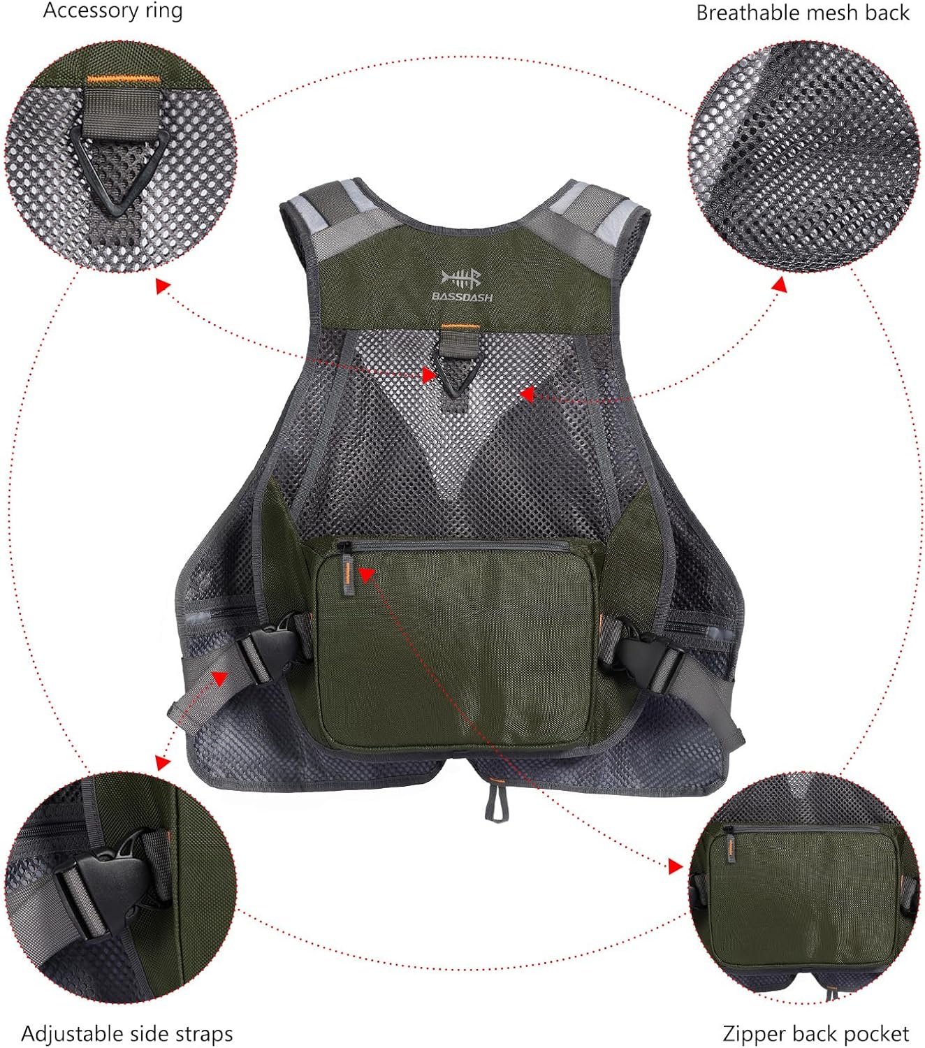 BASSDASH Chaleco de pesca ajustable para hombres y mujeres, para pesca con mosca y actividades al aire libre - Imagen 38
