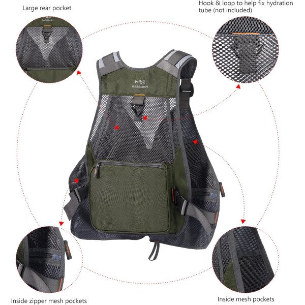 BASSDASH Chaleco de pesca ajustable para hombres y mujeres, para pesca con mosca y actividades al aire libre - Imagen 39