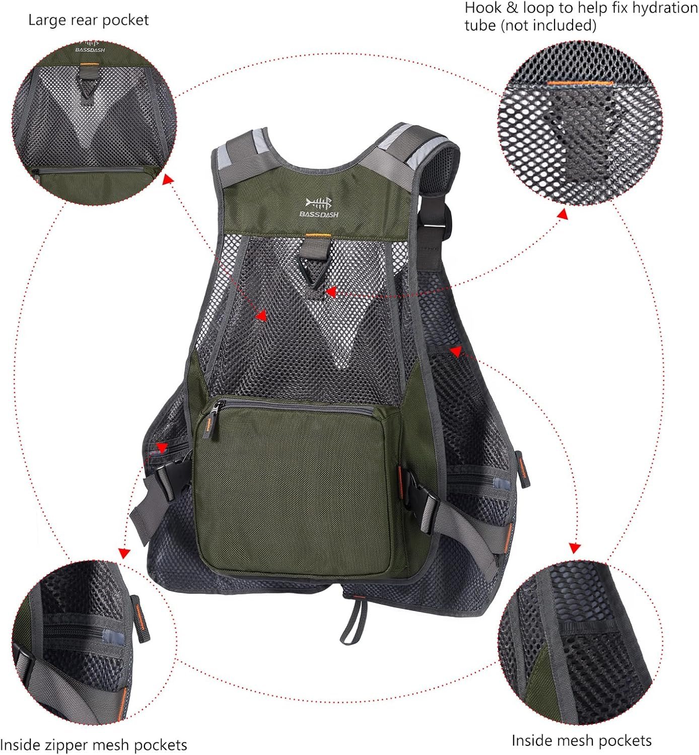 BASSDASH Chaleco de pesca ajustable para hombres y mujeres, para pesca con mosca y actividades al aire libre - Imagen 39
