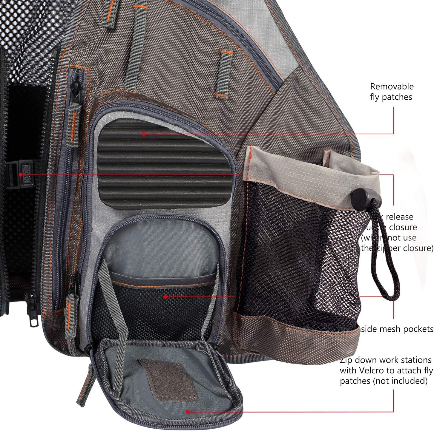 BASSDASH Chaleco de pesca ajustable para hombres y mujeres, para pesca con mosca y actividades al aire libre - Imagen 43