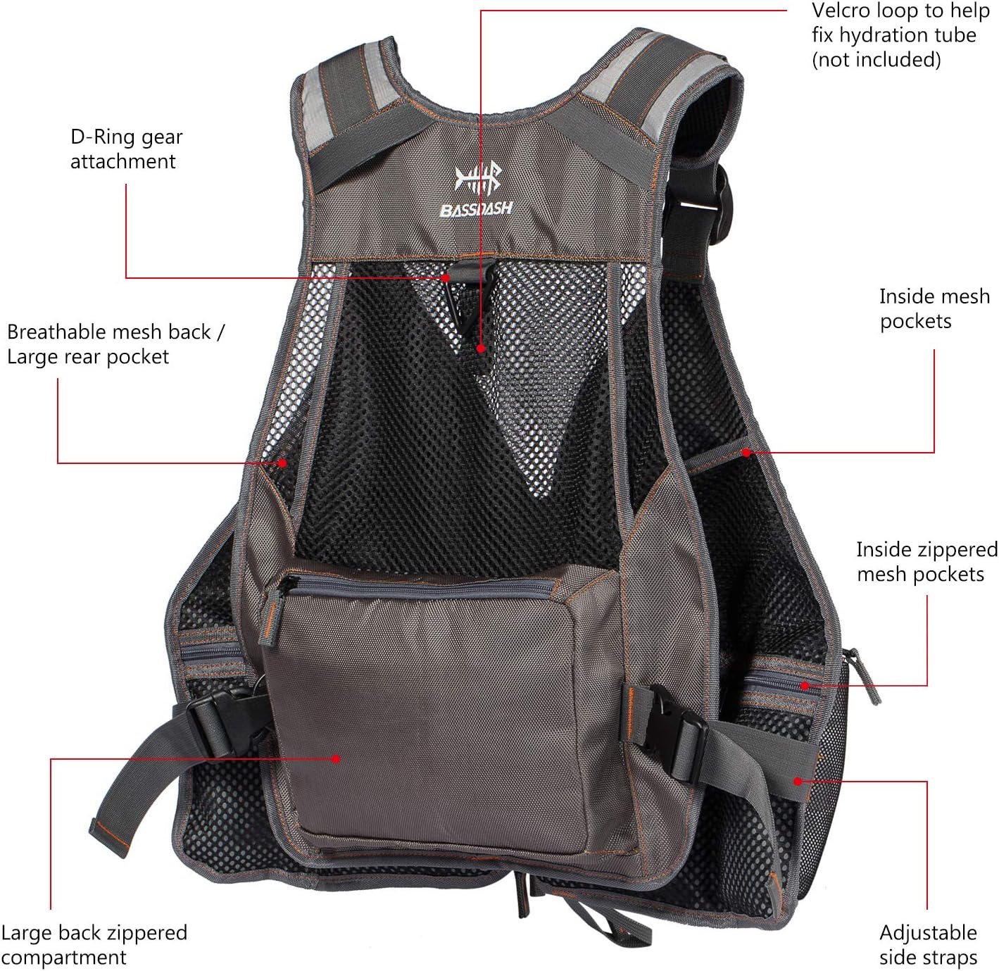 BASSDASH Chaleco de pesca ajustable para hombres y mujeres, para pesca con mosca y actividades al aire libre - Imagen 44