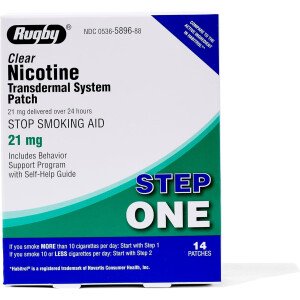 Parches de nicotina transparente de rugby - Parche para el sistema transdérmico - Ayuda para dejar de fumar o vapear - Paso 1-21 mg - 14 unidades (1 paquete)