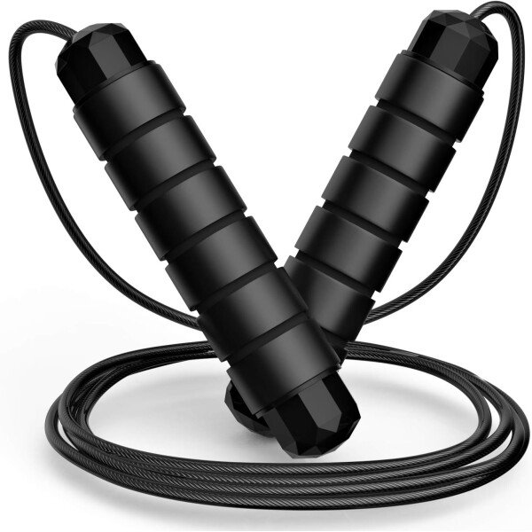 Cuerda de saltar, cable de cuerda de salto de velocidad rápida sin enredos con rodamientos de bolas para mujeres, hombres y niños, cuerda de saltar de acero ajustable con asas de espuma para fitness,