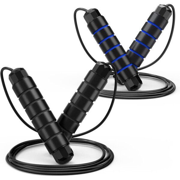 Cuerda de saltar, cable de cuerda de salto de velocidad rápida sin enredos con rodamientos de bolas para mujeres, hombres y niños, cuerda de saltar de acero ajustable con asas de espuma para fitness, - Imagen 14