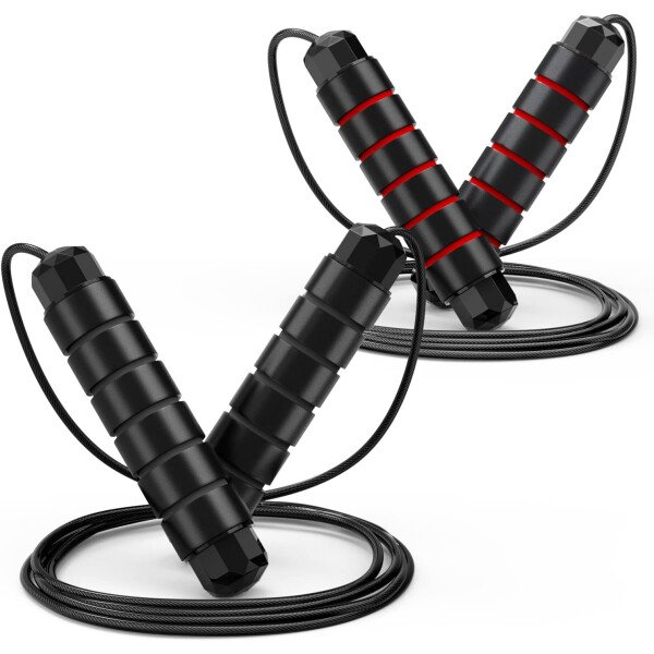 Cuerda de saltar, cable de cuerda de salto de velocidad rápida sin enredos con rodamientos de bolas para mujeres, hombres y niños, cuerda de saltar de acero ajustable con asas de espuma para fitness, - Imagen 21