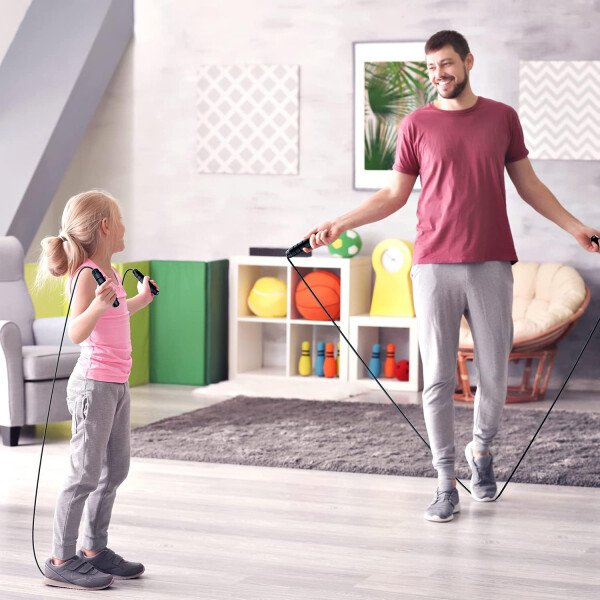 Cuerda de saltar, cable de cuerda de salto de velocidad rápida sin enredos con rodamientos de bolas para mujeres, hombres y niños, cuerda de saltar de acero ajustable con asas de espuma para fitness, - Imagen 25