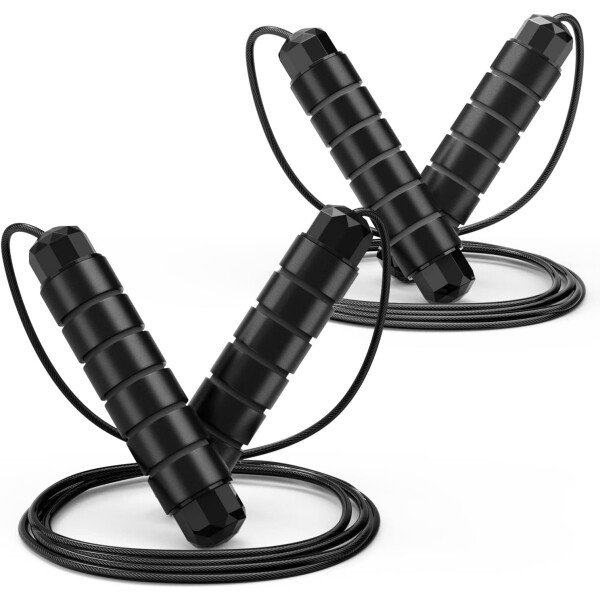 Cuerda de saltar, cable de cuerda de salto de velocidad rápida sin enredos con rodamientos de bolas para mujeres, hombres y niños, cuerda de saltar de acero ajustable con asas de espuma para fitness, - Imagen 28