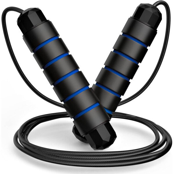 Cuerda de saltar, cable de cuerda de salto de velocidad rápida sin enredos con rodamientos de bolas para mujeres, hombres y niños, cuerda de saltar de acero ajustable con asas de espuma para fitness, - Imagen 30