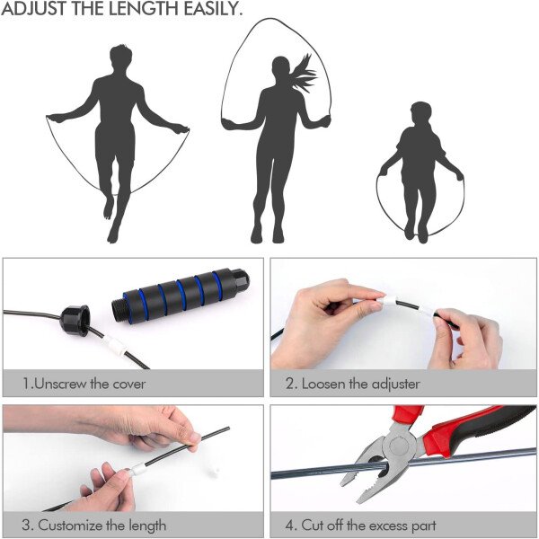 Cuerda de saltar, cable de cuerda de salto de velocidad rápida sin enredos con rodamientos de bolas para mujeres, hombres y niños, cuerda de saltar de acero ajustable con asas de espuma para fitness, - Imagen 33