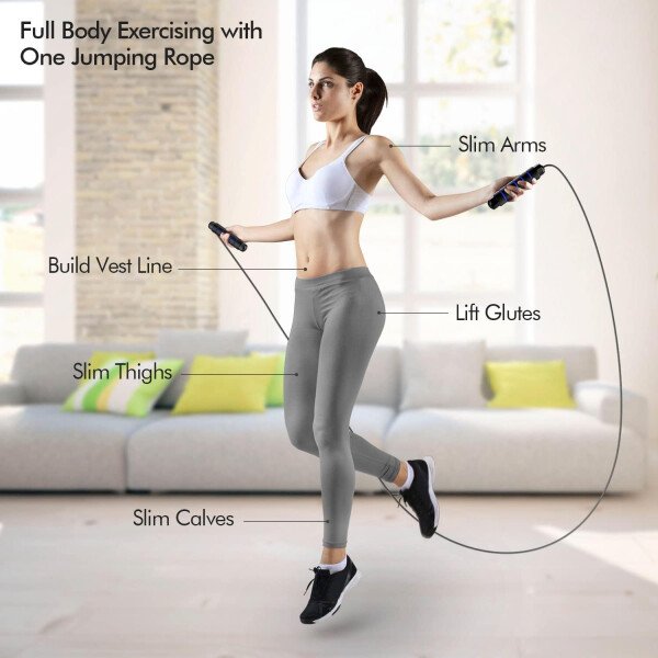 Cuerda de saltar, cable de cuerda de salto de velocidad rápida sin enredos con rodamientos de bolas para mujeres, hombres y niños, cuerda de saltar de acero ajustable con asas de espuma para fitness, - Imagen 35