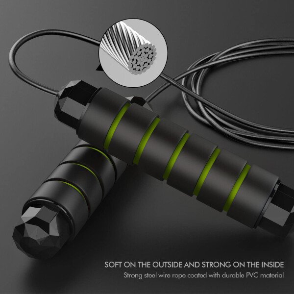 Cuerda de saltar, cable de cuerda de salto de velocidad rápida sin enredos con rodamientos de bolas para mujeres, hombres y niños, cuerda de saltar de acero ajustable con asas de espuma para fitness, - Imagen 38