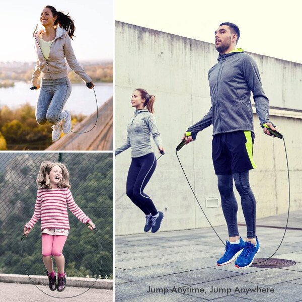 Cuerda de saltar, cable de cuerda de salto de velocidad rápida sin enredos con rodamientos de bolas para mujeres, hombres y niños, cuerda de saltar de acero ajustable con asas de espuma para fitness, - Imagen 41