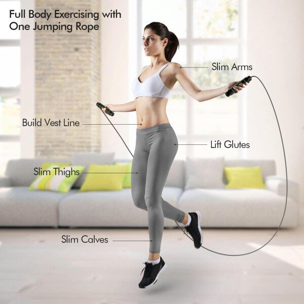 Cuerda de saltar, cable de cuerda de salto de velocidad rápida sin enredos con rodamientos de bolas para mujeres, hombres y niños, cuerda de saltar de acero ajustable con asas de espuma para fitness, - Imagen 42