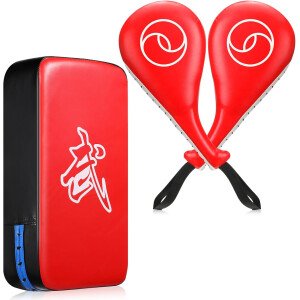 Poen 3 almohadillas de taekwondo Kick Pads Muay Thai MMA Karate Sparring Gear artes marciales kickboxing almohadillas de entrenamiento de punzonado golpeando equipo objetivo palas de cuero PU golpear